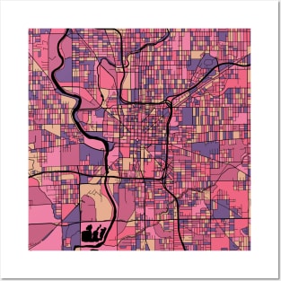 Indianapolis Map Pattern in Purple & Pink Posters and Art